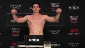 Mike Malott on the official scale for UFC Edmonton on October 16, 2026
