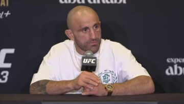 Alexander Volkanovski speaking at the UFC 333 post-fight press conference